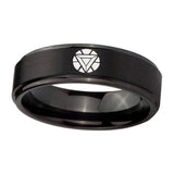 5, 8mm Iron Man Art Reactor Step Edge Black Tungsten Male Wedding Rings