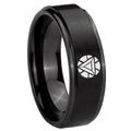 8mm Iron Man Art Reactor Step Edge Black Tungsten Male Ring