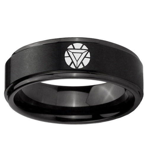 5mm Iron Man Art Reactor Step Edge Black Tungsten Male Ring