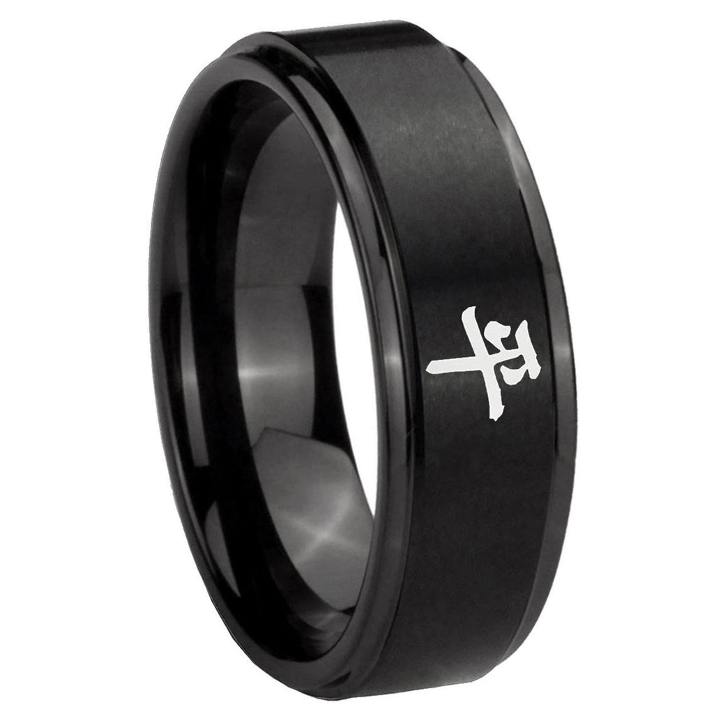 Masonic 32 Triangle Freemason Tungsten Carbide Bridal Set Ring