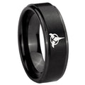 10mm Klingon Step Edges Brush Black Tungsten Carbide Men's Engagement Ring