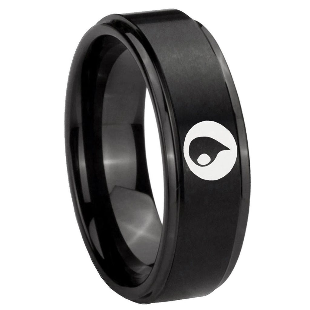10mm Magic Gathering Step Edges Brush Black Tungsten Men's Promise Rings