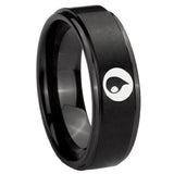 8mm Magic Gathering Step Edges Brush Black Tungsten Carbide Men's Band Ring