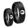 Magic GatheRing Step Edges Brush Black Tungsten Engagement Ring Set