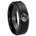 10mm Mario Boo Ghost Step Edges Brush Black Tungsten Carbide Mens Ring