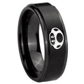 10mm Mario Mushroom Step Edges Brush Black Tungsten Carbide Men's Ring