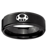 5, 8mm Mario Mushroom Step Edge Brush Black Tungsten Ring