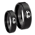 Mario Mushroom Step Edges Brush Black Tungsten Wedding Band Set