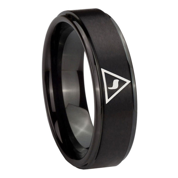 8mm-Masonic-Yod-Step-Edges-Brush-Black-Tungsten-Carbide-Mens-Engagement-Band