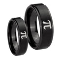 Math Pi Step Edges Brush Black Tungsten Wedding Ring Sets