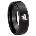 10mm Maximal Step Edges Brush Black Tungsten Carbide Mens Wedding Band