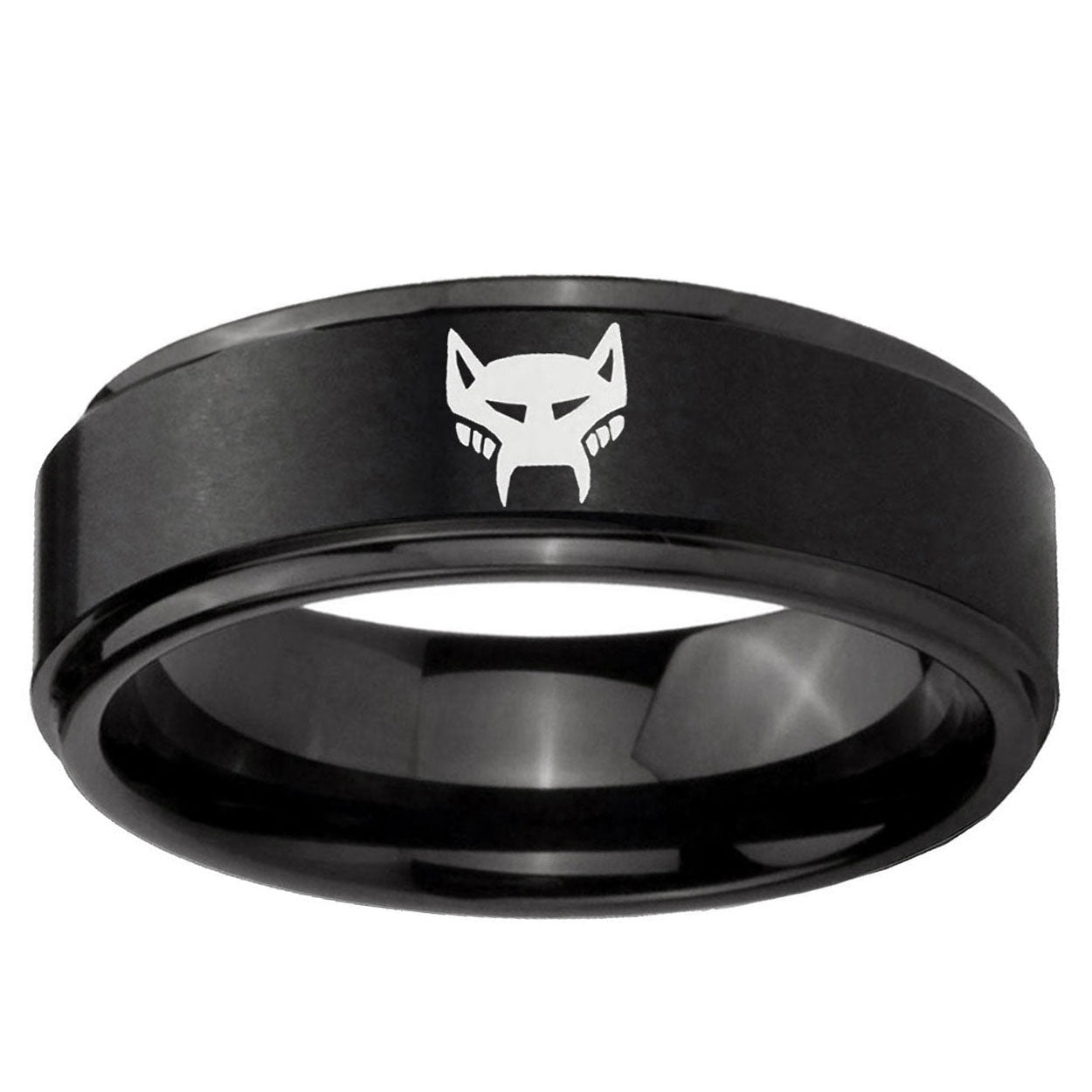 10mm Maximal Step Edge Brush Black Tungsten Ring