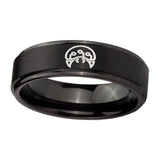 8mm-Metroid-Step-Edges-Brush-Black-Tungsten-Carbide-Men's-Engagement-Ring