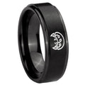 10mm Metroid Step Edges Brush Black Tungsten Carbide Men's Wedding Band