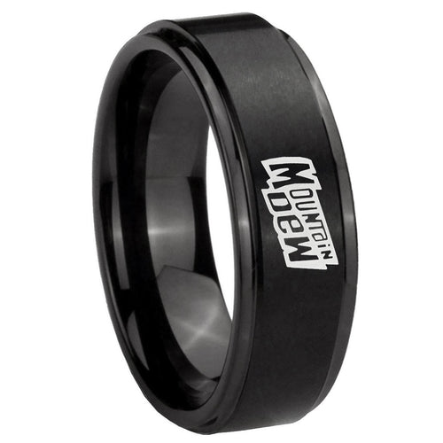 10mm Mountain Dew Step Edges Brush Black Tungsten Carbide Mens Wedding Ring
