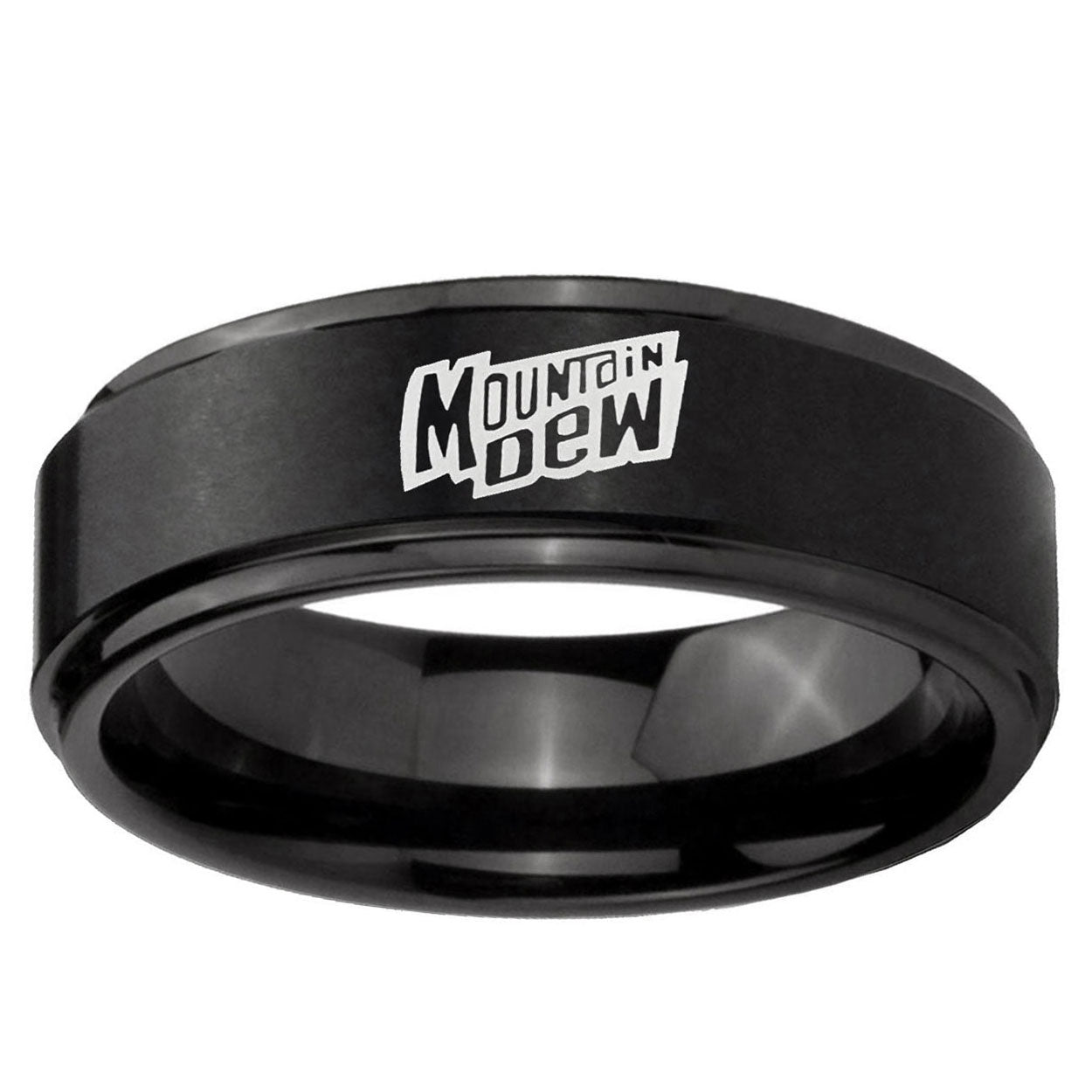 10mm Mountain Dew Step Edge Brush Black Tungsten Ring