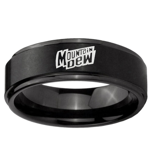 10mm Mountain Dew Step Edge Brush Black Tungsten Ring