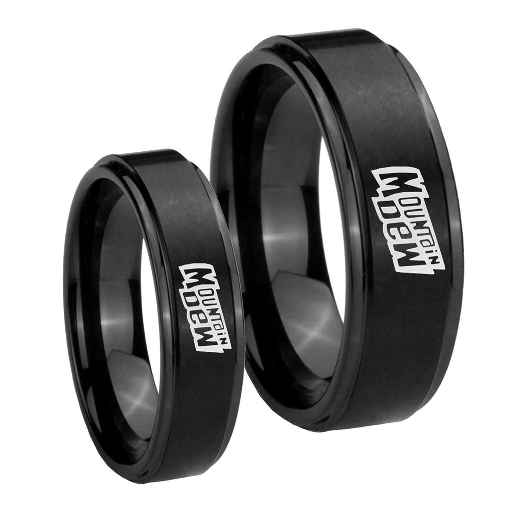 Mountain Dew Step Edges Brush Black Tungsten Matching Ring Set