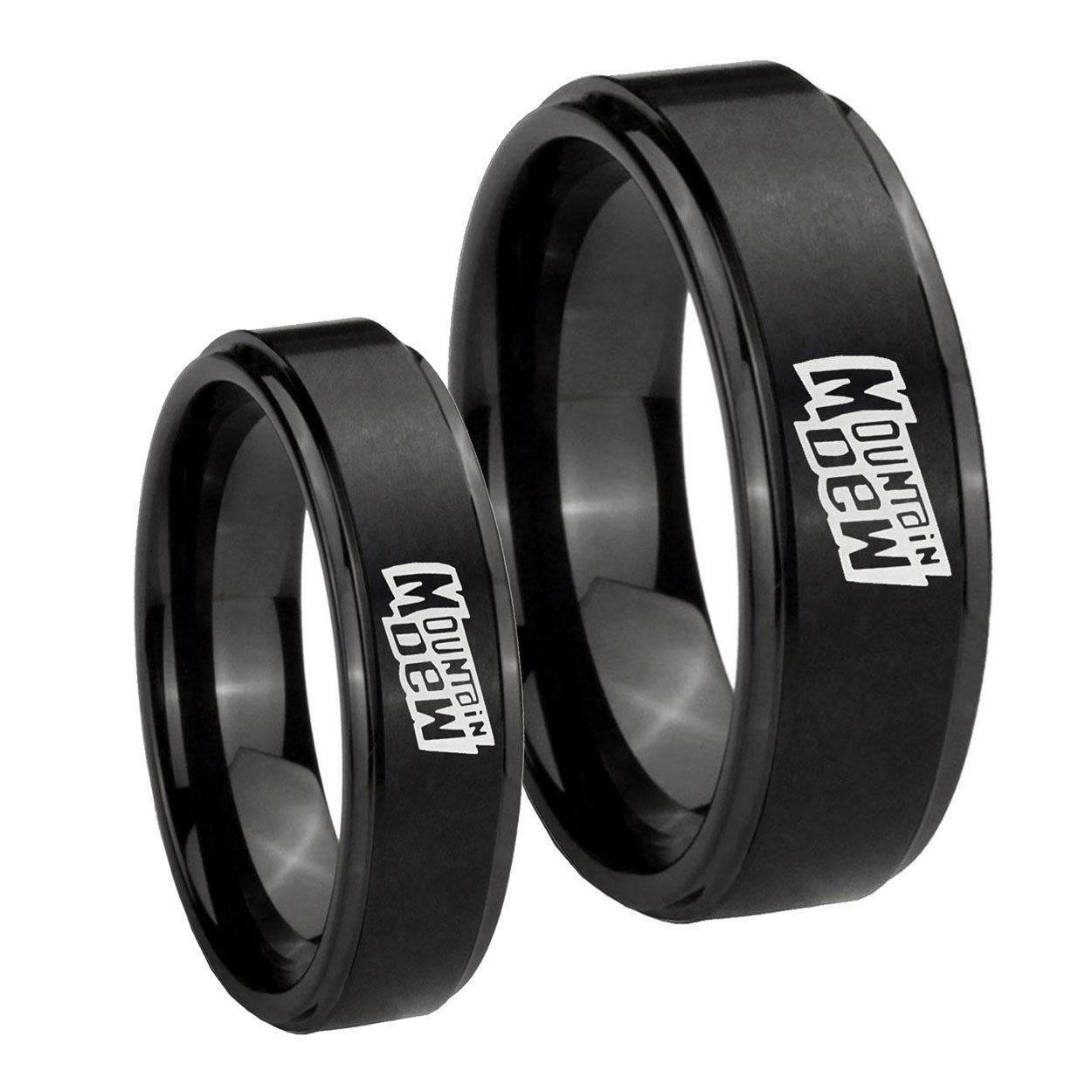 Mountain Dew Step Edges Brush Black Tungsten Matching Ring Set