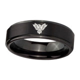 8mm-Phoenix-Step-Edges-Brush-Black-Tungsten-Carbide-Men's-Ring