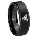 10mm Phoenix Step Edges Brush Black Tungsten Carbide Promise Ring