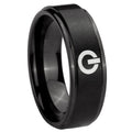 10mm Power Step Edges Brush Black Tungsten Carbide Rings for Men