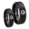 Power Step Edges Brush Black Tungsten Mens Set Ring