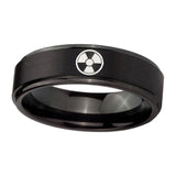8mm-Radiation-Step-Edges-Brush-Black-Tungsten-Carbide-Mens-Ring-Personalized