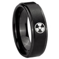 10mm Radiation Step Edges Brush Black Tungsten Carbide Wedding Band Mens
