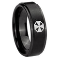 10mm Resident Evil Step Edges Brush Black Tungsten Carbide Wedding Band Ring