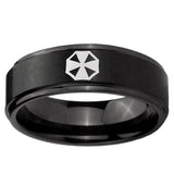 5, 8mm Resident Evil Step Edge Brush Black Tungsten Ring