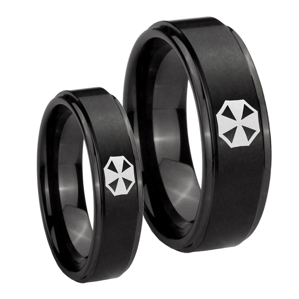 Resident Evil Step Edges Brush Black Tungsten Promise Ring Set