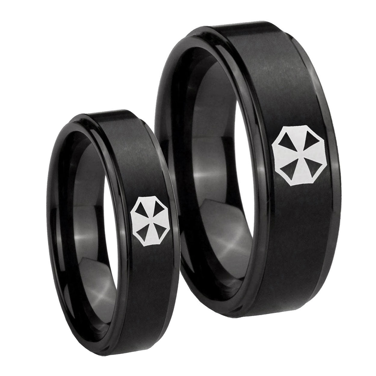 Resident Evil Step Edges Brush Black Tungsten Promise Ring Set