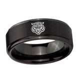 10mm-Lion-Step-Edges-Brush-Black-Tungsten-Men's-Promise-Rings