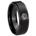 10mm Lion Step Edges Brush Black Tungsten Men's Promise Rings