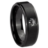 10mm Wolf Step Edges Brush Black Tungsten Men's Promise Rings