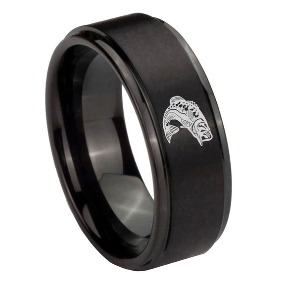 10mm-Fishing-Step-Edges-Brush-Black-Tungsten-Men's-Promise-Rings