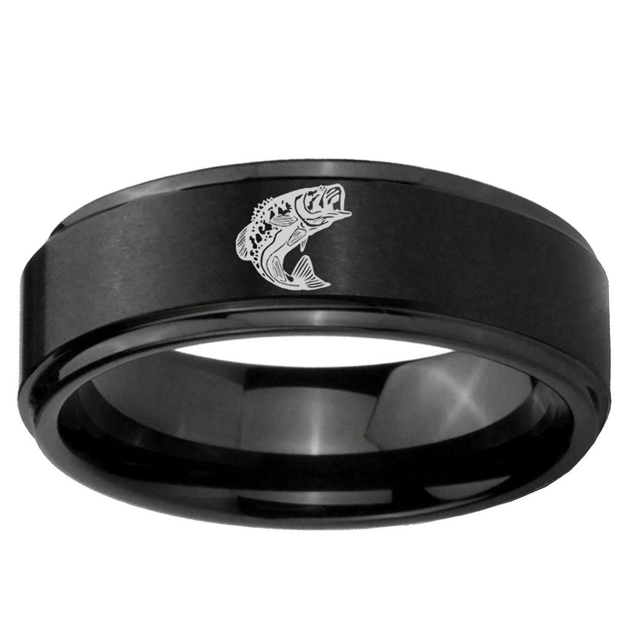 5mm Fishing Step Edges Brush Black Tungsten Bands Ring