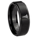10mm Medical Symbol Step Edges Brush Black Tungsten Men's Promise Rings