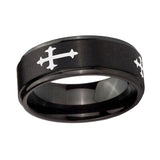 10mm-Christian-Cross-Religious-Step-Edges-Brush-Black-Tungsten-Men's-Promise-Rings
