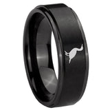 10mm Cormorant Step Edges Brush Black Tungsten Men's Promise Rings