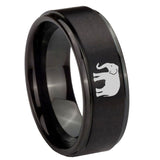 10mm-Elephant-Step-Edges-Brush-Black-Tungsten-Men's-Promise-Rings