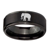 8mm-Elephant-Step-Edges-Brush-Black-Tungsten-Carbide-Bands-Ring