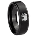 8mm Elephant Step Edges Brush Black Tungsten Bands Ring