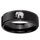 5, 8mm Elephant Step Edge Brush Black Tungsten Ring