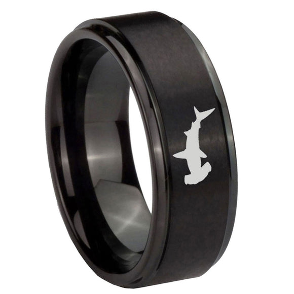 10mm-Hammerhead-Shark-Step-Edges-Brush-Black-Tungsten-Men's-Promise-Rings