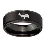 10mm-Hammerhead-Shark-Step-Edges-Brush-Black-Tungsten-Men's-Promise-Rings