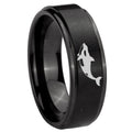 10mm Keller Whale Step Edges Brush Black Tungsten Men's Promise Rings