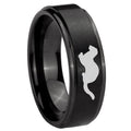 10mm Otter Step Edges Brush Black Tungsten Men's Promise Rings