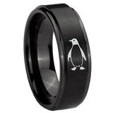 10mm Penguin Step Edges Brush Black Tungsten Men's Promise Rings